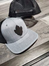 Load image into Gallery viewer, Curved Trucker Midnight Leather Logo