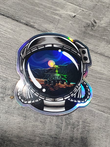 Goodnight Mars Helmet Holographic Sticker