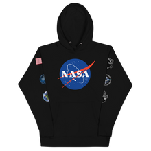 Load image into Gallery viewer, NASA Unisex Hoodie w/flag and Sleeve Logos [3 on each]