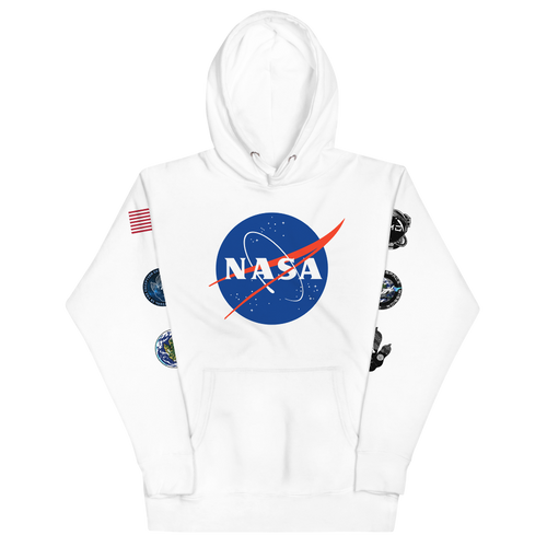 NASA Unisex Hoodie w/flag and Sleeve Logos [3 on each]